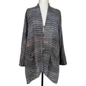 Yasuko Kurisaka Sweater Cardigan Women OS Multicolor Stripe Knit Art to Wear